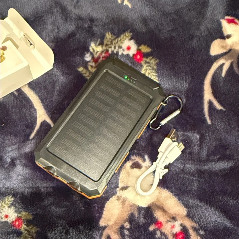 Solar Charger Power Bank - Orange and Black